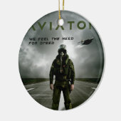 Vliegtuigpiloot Keramisch Ornament (Links)