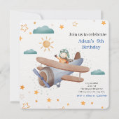 Vliegtuigpiloot met blauwe en groene Waterverf Bab Kaart (Voorkant)