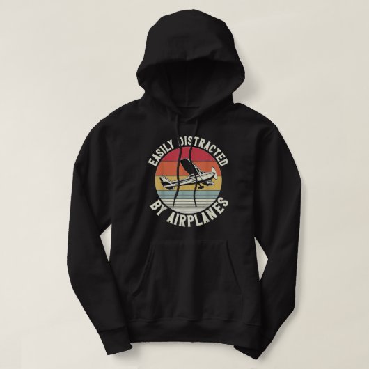 Vliegtuigpiloot met  retro, gemakkelijk verstoord  hoodie (Design voorkant)