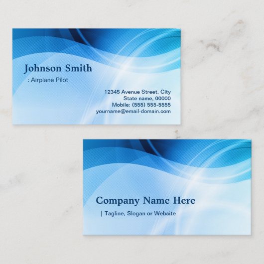 Vliegtuigpiloot - Modern Blue Creative Visitekaartje (Voorkant / Achterkant)