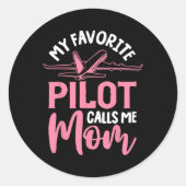 Vliegtuigpiloot Mom Vliegtuig Aviation Mom Moederd Ronde Sticker (Voorkant)