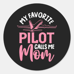 Vliegtuigpiloot Mom Vliegtuig Aviation Mom Moederd Ronde Sticker