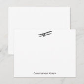 Vliegtuigpiloot Retro Grijs Modern Stijlvol Notitiekaartje (Voorkant / Achterkant)