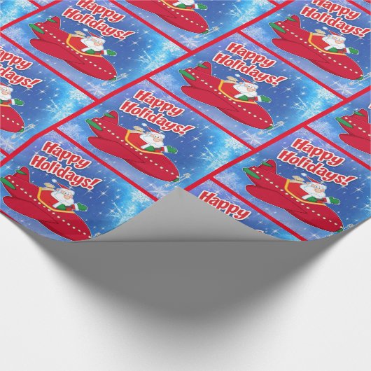 Vliegtuigpiloot: Santa Prettige feestdagen Cadeaupapier (Hoek)