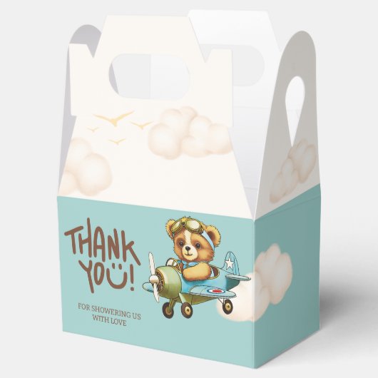 Vliegtuigpiloot Schattige Teddybeer Dank u Bedankdoosjes (Geopend)