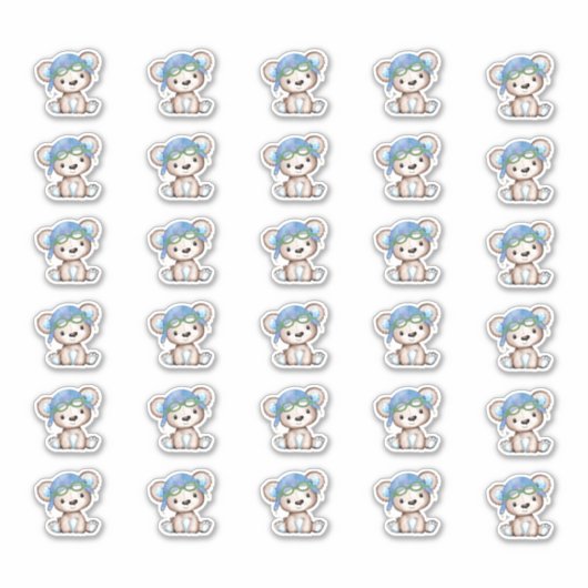 Vliegtuigpiloot Teddy Bear Envelope Close 1,5" Sticker (Voorkant)