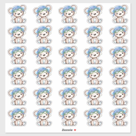 Vliegtuigpiloot Teddy Bear Envelope Close 2" Sticker (Vel)