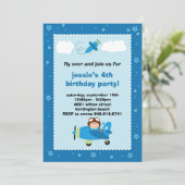 Vliegtuigpiloot: uitnodiging voor een Birthday-par (Staand voorkant)