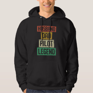 Vliegtuigpiloot Vader  Retro Husband Da Hoodie