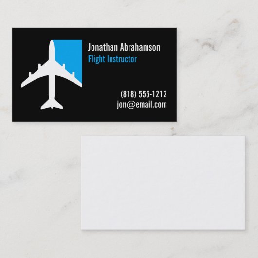 Vliegtuigpiloot Visitekaartjes zwart blauw en wit (Voorkant / Achterkant)