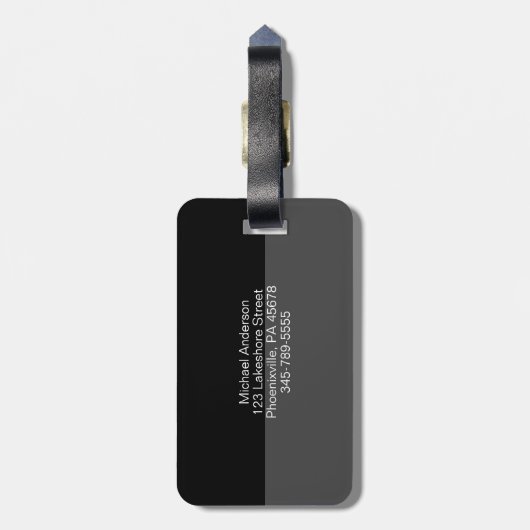 Vliegtuigpiloot vlucht zwart en grijs Naam reizen Bagagelabel (Achterkant verticaal)