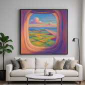 Vliegtuigraam landschap - schilderachtige pastelst poster