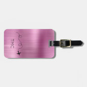 Vliegtuigreis Avontuur INITIALEN Flight Metallic Bagagelabel (Voorkant horizontaal)