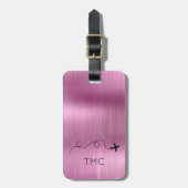 Vliegtuigreis Avontuur INITIALEN Flight Metallic Bagagelabel (Voorkant verticaal)