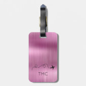 Vliegtuigreis Avontuur INITIALEN Flight Metallic Bagagelabel (Achterkant verticaal)