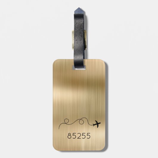 Vliegtuigreis Postcode Adventure Flight Metallic Bagagelabel (Achterkant verticaal)