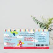 Vliegtuigreis Ticket Birthday Uitnodiging (Staand voorkant)