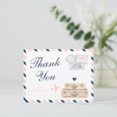 Vliegtuigreis Trouwdouche Bedankt Briefkaart (Staand voorkant)