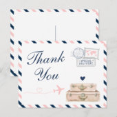 Vliegtuigreis Trouwdouche Bedankt Briefkaart (Voorkant / Achterkant)