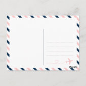 Vliegtuigreis Trouwdouche Bedankt Briefkaart (Achterkant)