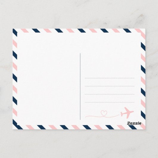 Vliegtuigreis Trouwdouche Bedankt Briefkaart (Achterkant)