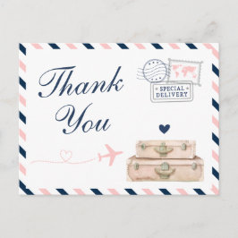 Vliegtuigreis Trouwdouche Bedankt Briefkaart