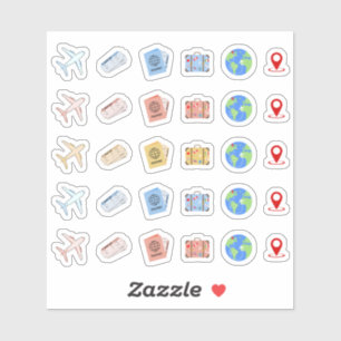 Vliegtuigreis Vakantie Avontuur Icons Bujo Planner Sticker