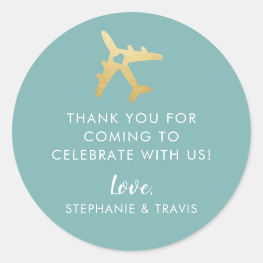 Vliegtuigreisbestemming - Hartelijk dank Ronde Sticker (Voorkant)