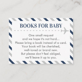Vliegtuigreisboeken voor een "Baby Boy Shower"-aan Informatiekaartje