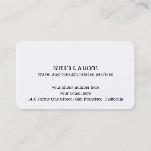 vliegtuigreisconsulent visitekaartje (Achterkant)