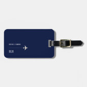 Vliegtuigreizen discrete klasse donkerblauw bagagelabel (Voorkant horizontaal)