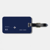 Vliegtuigreizen discrete klasse donkerblauw bagagelabel (Achterkant horizontaal)