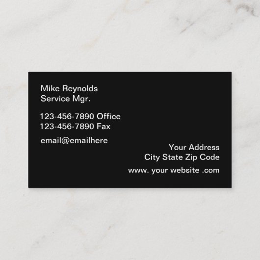 Vliegtuigreparatiemechanisme Visitekaartje (Achterkant)