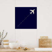 vliegtuigroute poster (Keuken)