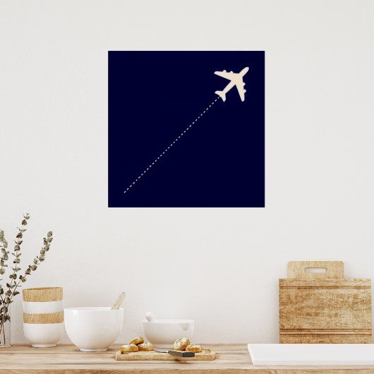 vliegtuigroute poster (Keuken)