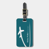 Vliegtuigroute, Wereldkaart, blauw Bagagelabel (Voorkant verticaal)