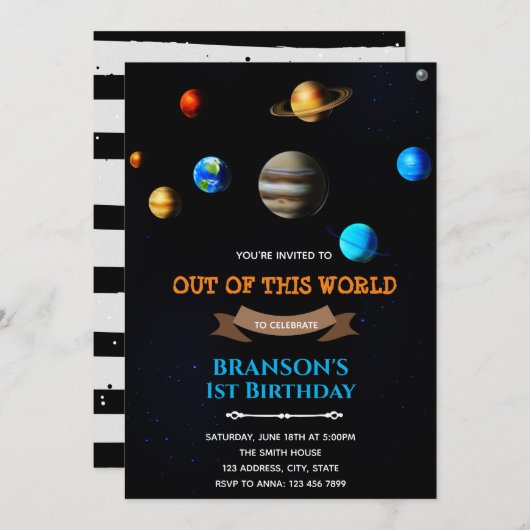 Vliegtuigruimtevaartuitnodiging Kaart (Voorkant / Achterkant)