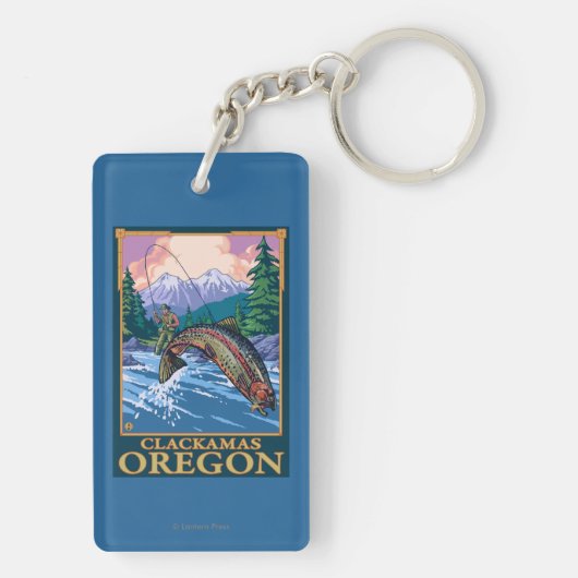 Vliegtuigscène - Clackamas, Oregon Sleutelhanger (achterkant)