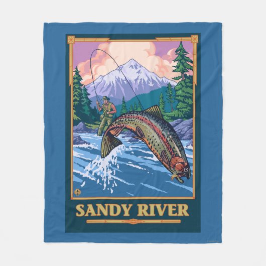 Vliegtuigscène - Sandy River, Oregon Fleece Deken (Voorkant)