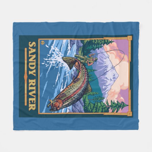 Vliegtuigscène - Sandy River, Oregon Fleece Deken (Voorkant (Horizontaal))