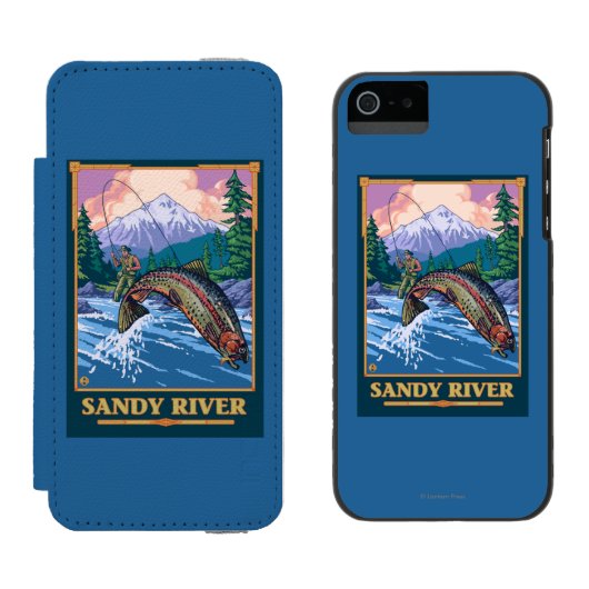 Vliegtuigscène - Sandy River, Oregon Incipio iPhone Portemonnee Hoesje (Naast elkaar)