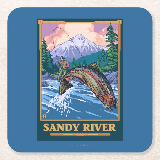 Vliegtuigscène - Sandy River, Oregon Kartonnen Onderzetters (Voorkant)