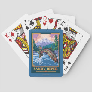 Vliegtuigscène - Sandy River, Oregon Pokerkaarten