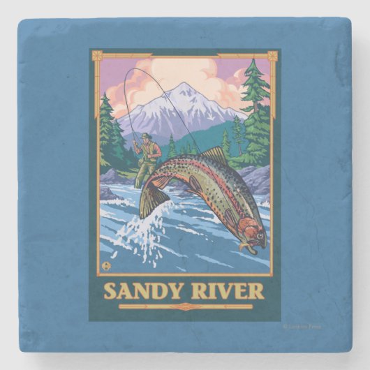 Vliegtuigscène - Sandy River, Oregon Stenen Onderzetter (Voorkant)