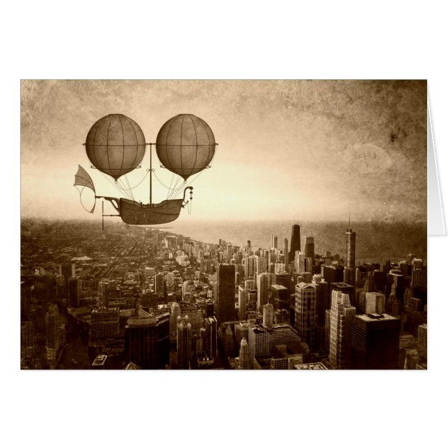 Vliegtuigschip boven Chicago Flat Kaart (Voorkant Horizontaal)