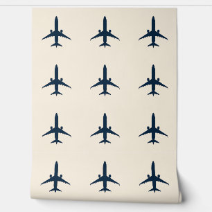 Vliegtuigsilhouet in Off-White RAL 900 Behang