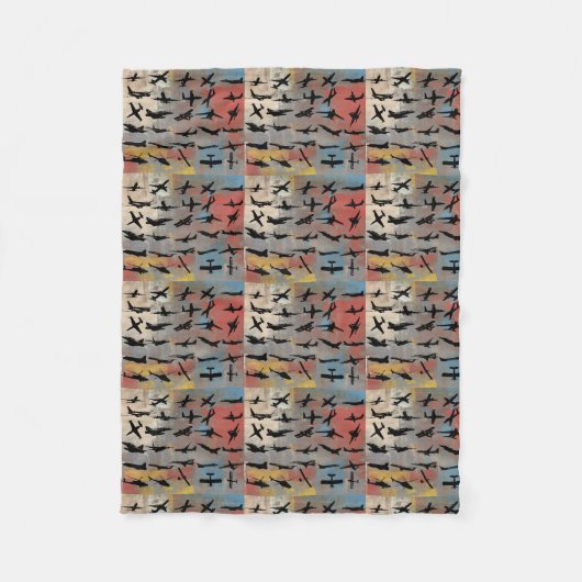 vliegtuigsilhouetjes fleece deken (Voorkant)