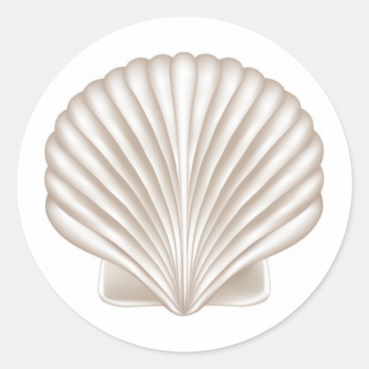 Vliegtuigstijl Seashell Beach Weddenschap Theme Ronde Sticker (Voorkant)