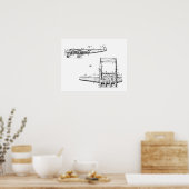 vliegtuigtekening poster (Keuken)