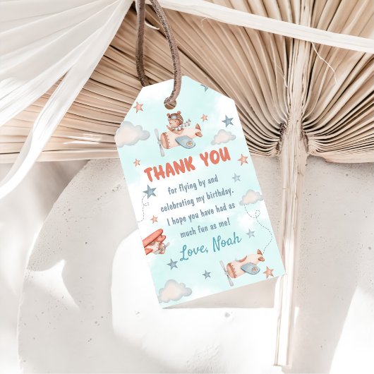 Vliegtuigthema 1 van de Cute Boy-partij Cadeaulabel